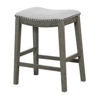 The Gray Barn Arbakka Grey 24-inch Saddle Bar Stools (Set of 2)