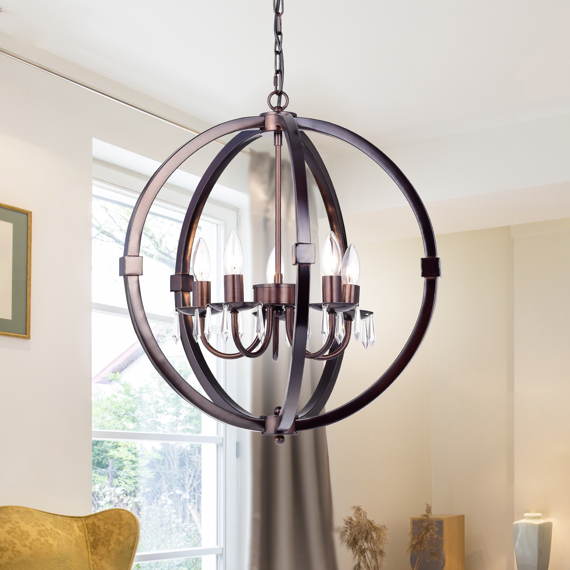 Dzeords 5-Light 20-Inch Antique Bronze Pendant (5-Light 20-Inch Antique Bronze Pendant) - Chandeliers For Bedrooms by Overstock.com