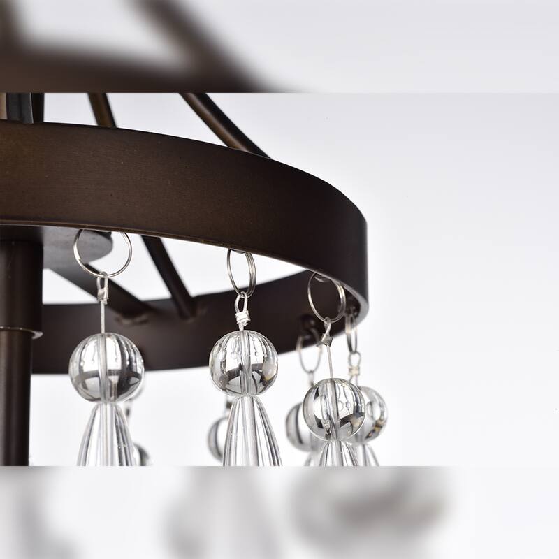 Ruesen 5-Light 22-Inch Antique Bronze Crystal Chandelier