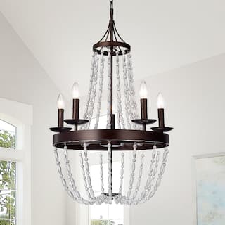 Ruesen 5-Light 22-Inch Antique Bronze Crystal Chandelier