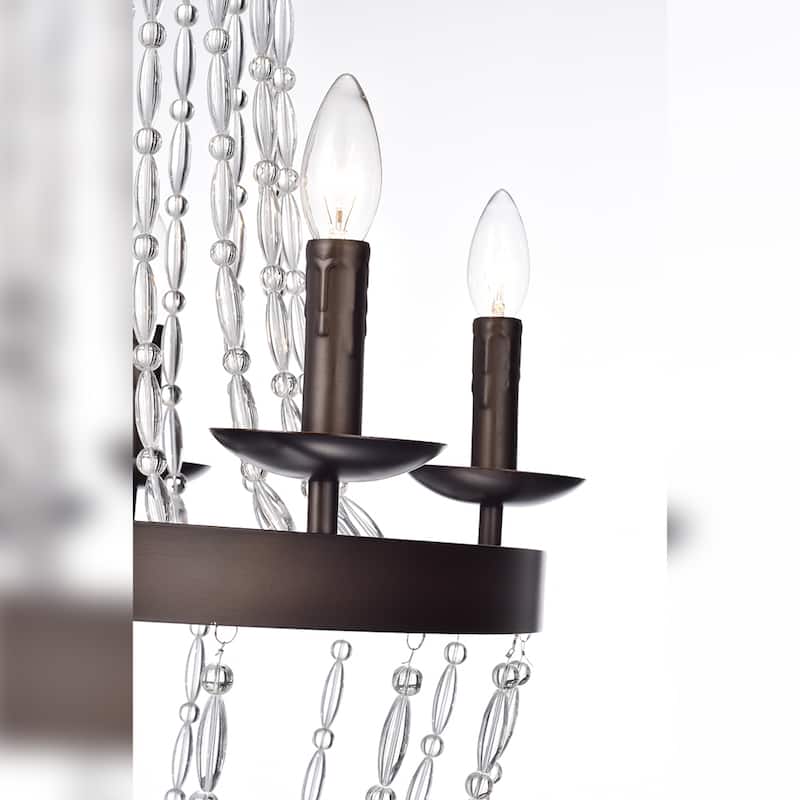 Ruesen 5-Light 22-Inch Antique Bronze Crystal Chandelier