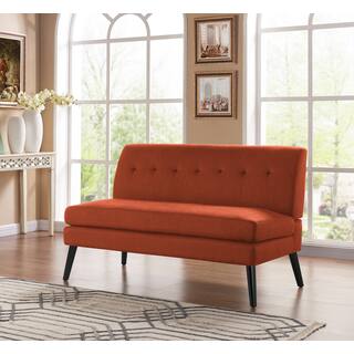 Orange Sofas Couches Online At Our Best Living Palm Canyon Motif Mid Century Modern Orange Linen Armless Loveseat