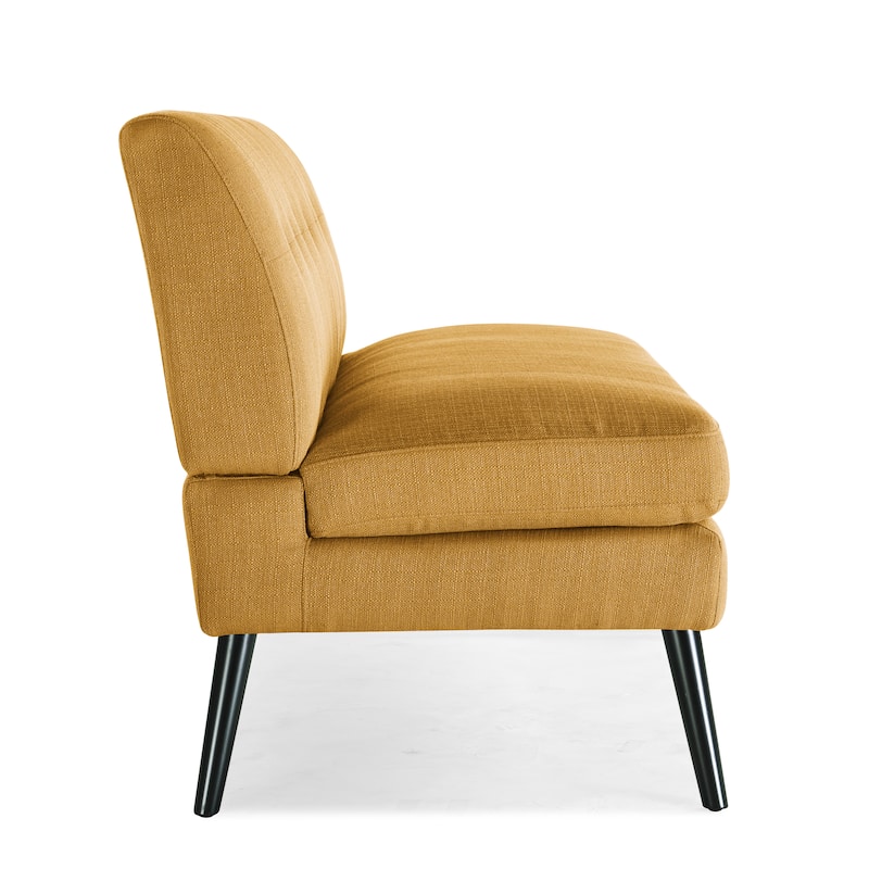 Carson Carrington Tjaereborg Mid-century Modern Mustard Yellow Linen Armless Loveseat
