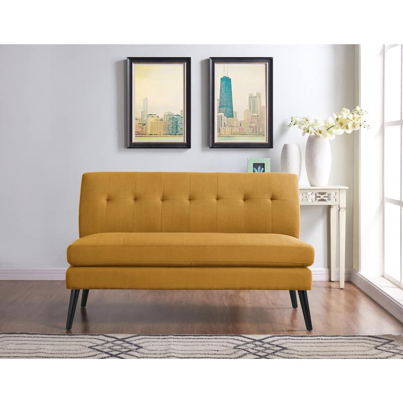 Carson Carrington Tjaereborg Mid-century Modern Mustard Yellow Linen Armless Loveseat