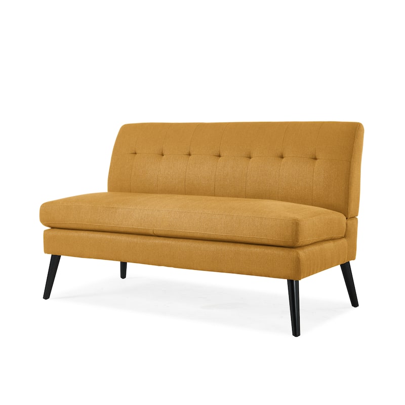 Carson Carrington Tjaereborg Mid-century Modern Mustard Yellow Linen Armless Loveseat