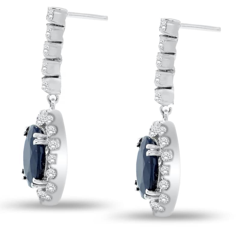 Auriya 14k Gold 5 1/2ct Sapphire and 1 1/3ct TDW Diamond Earrings - Blue