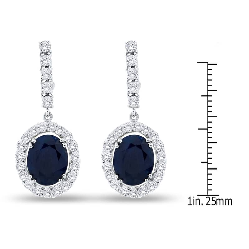 Auriya 14k Gold 5 1/2ct Sapphire and 1 1/3ct TDW Diamond Earrings - Blue