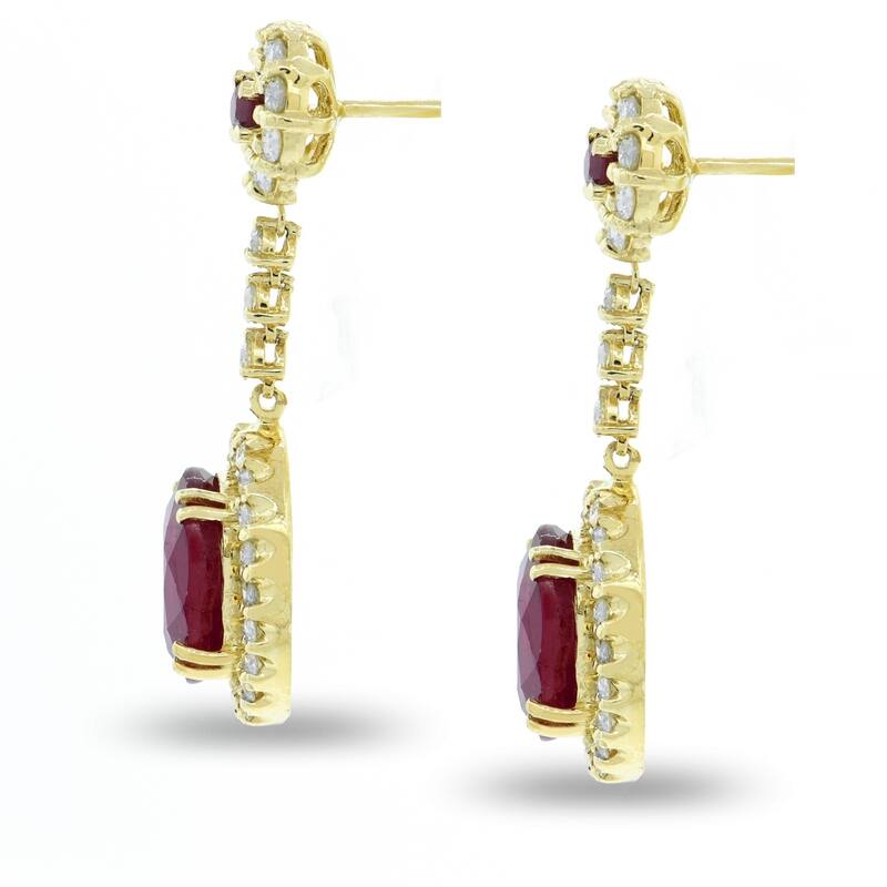 Auriya 14k Gold 10 1/8ct Ruby and 1 5/8ct TDW Diamond Earrings