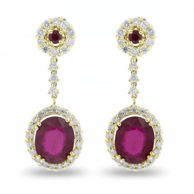 Auriya 14k Gold 10 1/8ct Ruby and 1 5/8ct TDW Diamond Earrings