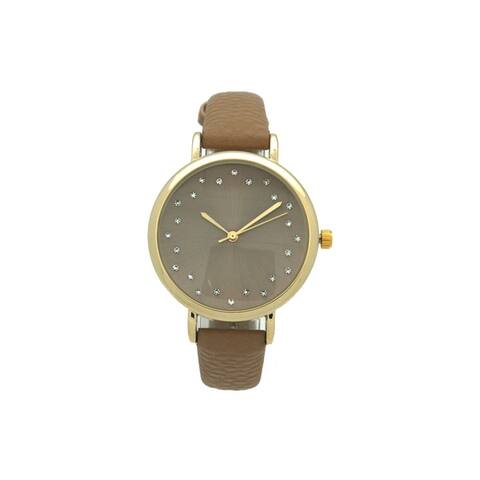 Olivia Pratt Women's Rhinestone Hour Leather Watch