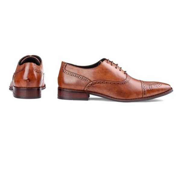 signature men's brogue cap toe oxford dress shoes
