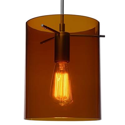 Bruck Lighting London Matte Chrome Pendant with Bourbon Translucent Glass Shade