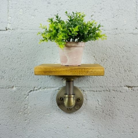 Furniture Pipeline Ames Farmhouse Industrial Decorative Wall Shelf