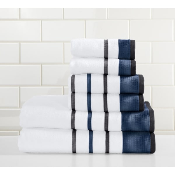 Set of 4, Eucalyptus//Grey Striped Hand Towel Set 100/% Turkish Cotton 16 x 30 inches Oversized Decorative Luxury Hand Towels Noelle Collection