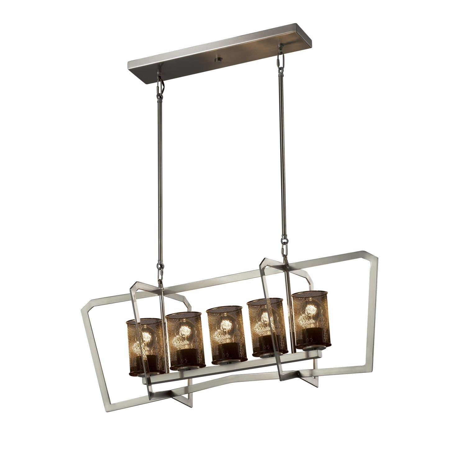 Justice Design Group Wire Mesh Aria 5-light Brushed Nickel Chandelier, Cylinder - Flat Rim Shade - Silver - Chandeliers For Bedrooms by Overstock.com