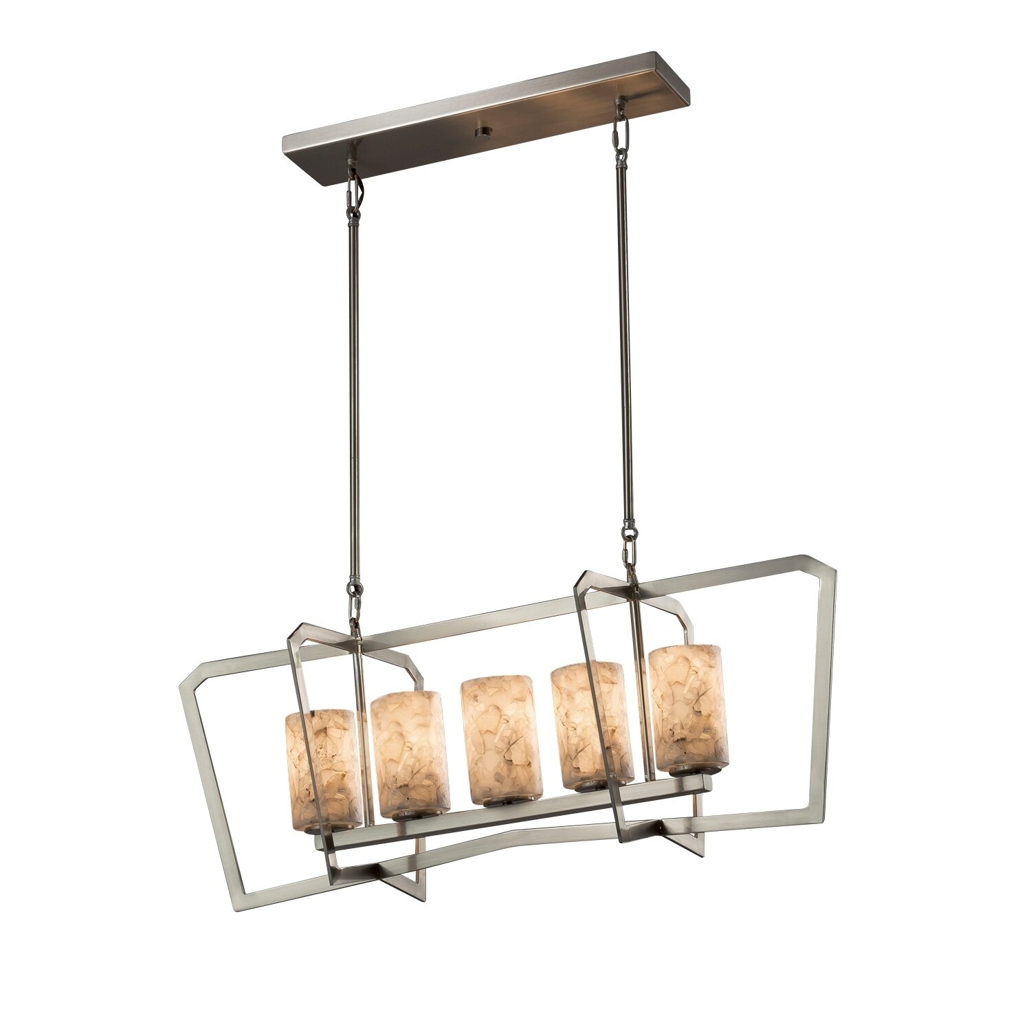 Justice Design Group Alabaster Rocks Aria 5-light Brushed Nickel Chandelier, Cylinder - Flat Rim Shade - Chandeliers For Bedrooms by Overstock.com