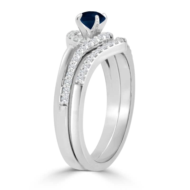 Auriya 1/5ct Round Blue Sapphire and 1/3ctw Diamond Engagement Ring Set 14k Gold