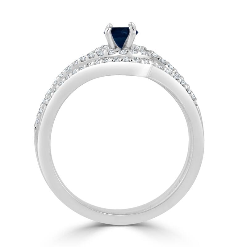 Auriya 1/5ct Round Blue Sapphire and 1/3ctw Diamond Engagement Ring Set 14k Gold