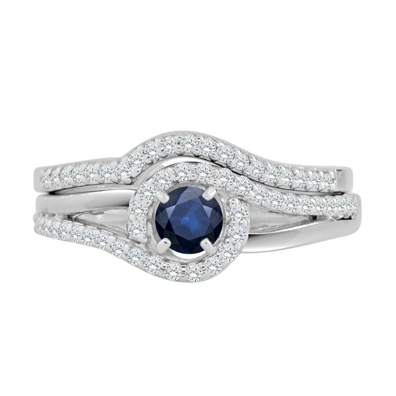 Auriya 1/5ct Round Blue Sapphire and 1/3ctw Diamond Engagement Ring Set 14k Gold