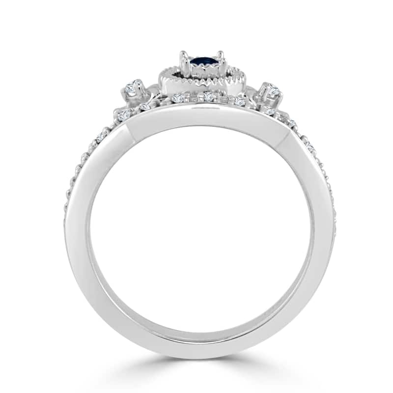 Auriya 1/8ct Round Blue Sapphire and 1/8ctw Diamond Engagement Ring Set 14k Gold