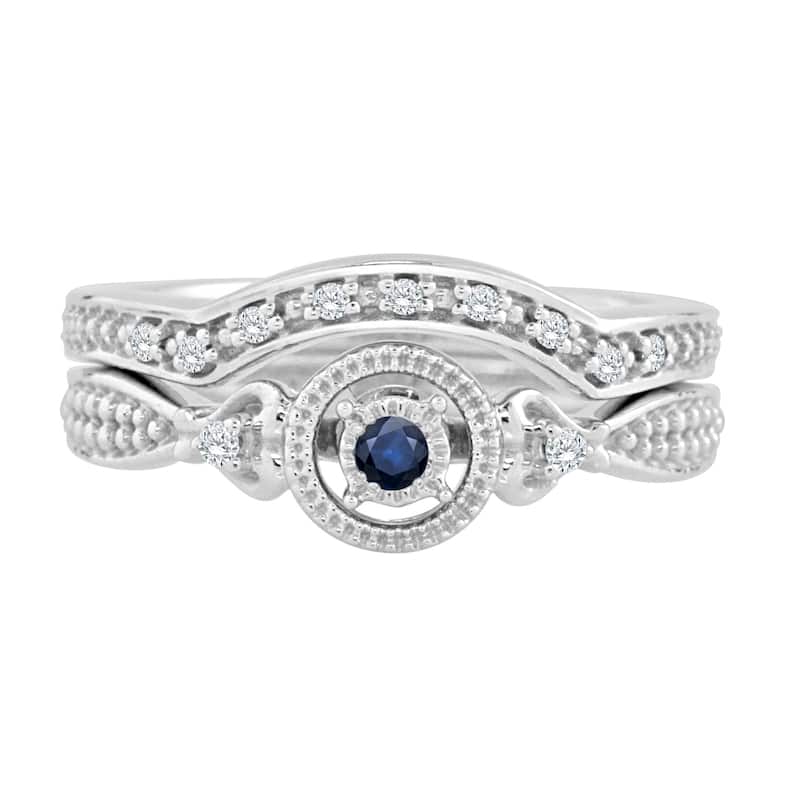 Auriya 1/8ct Round Blue Sapphire and 1/8ctw Diamond Engagement Ring Set 14k Gold