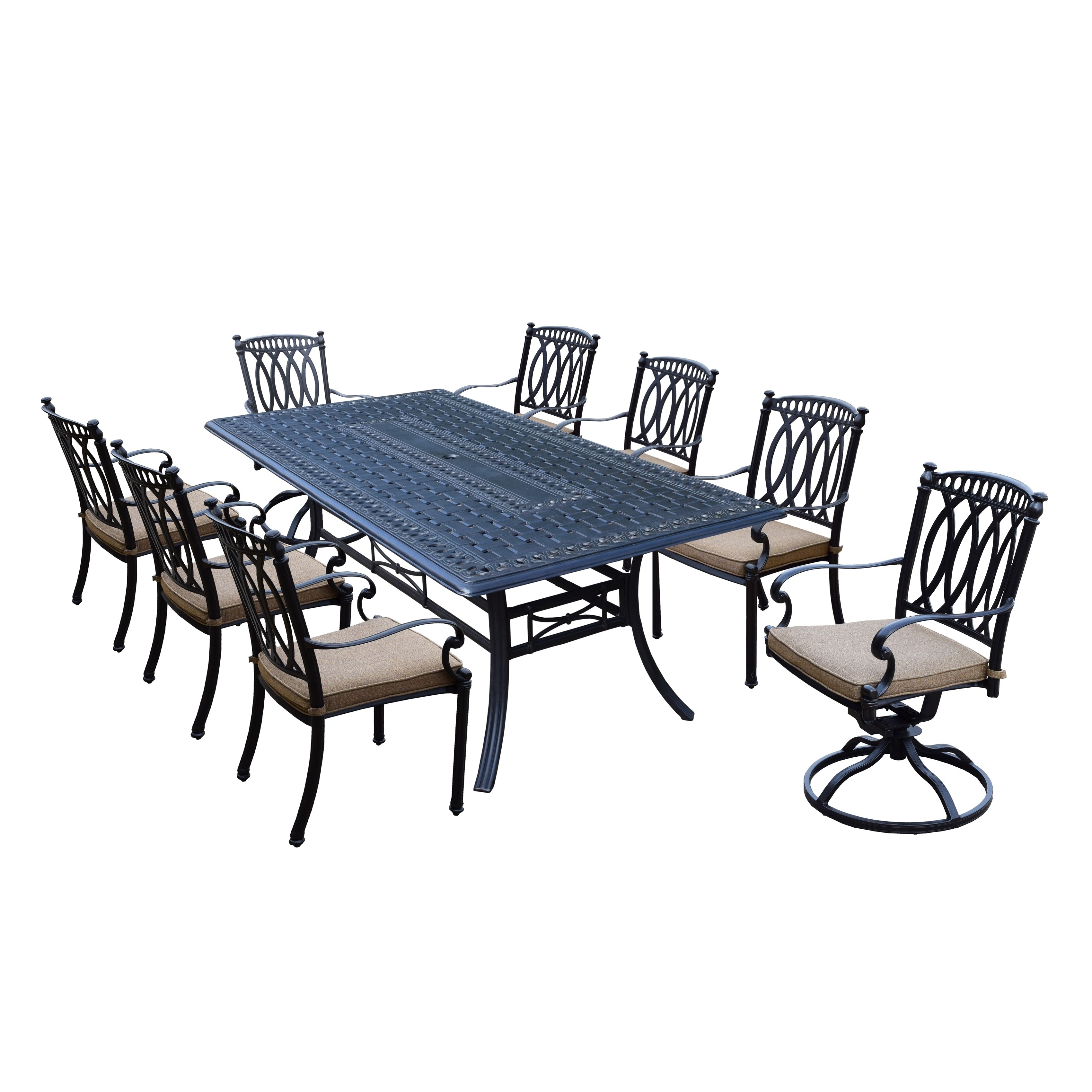 Milan 9 Piece Cast Aluminum Dining Set With Rectangular Table 6 Details About Milan 9 Piece Cast Aluminum Dining Set With Rectangular Table 6 Stackable