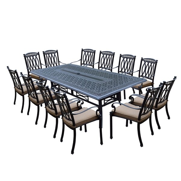Milan 13 Piece Dining Set With 102x46 Inch Table And 12 Milan 13 Piece Dining Set With 102x46 Inch Table And 12 Stackable Cushioned Chairs