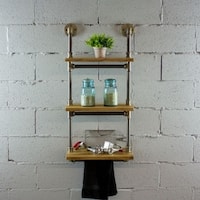 Furniture Pipeline Juneau Farmhouse Industrial 3 Tier 18-Inch, 24-Inch & 30-Inch Wide Shelf Wall Etagere Rack
