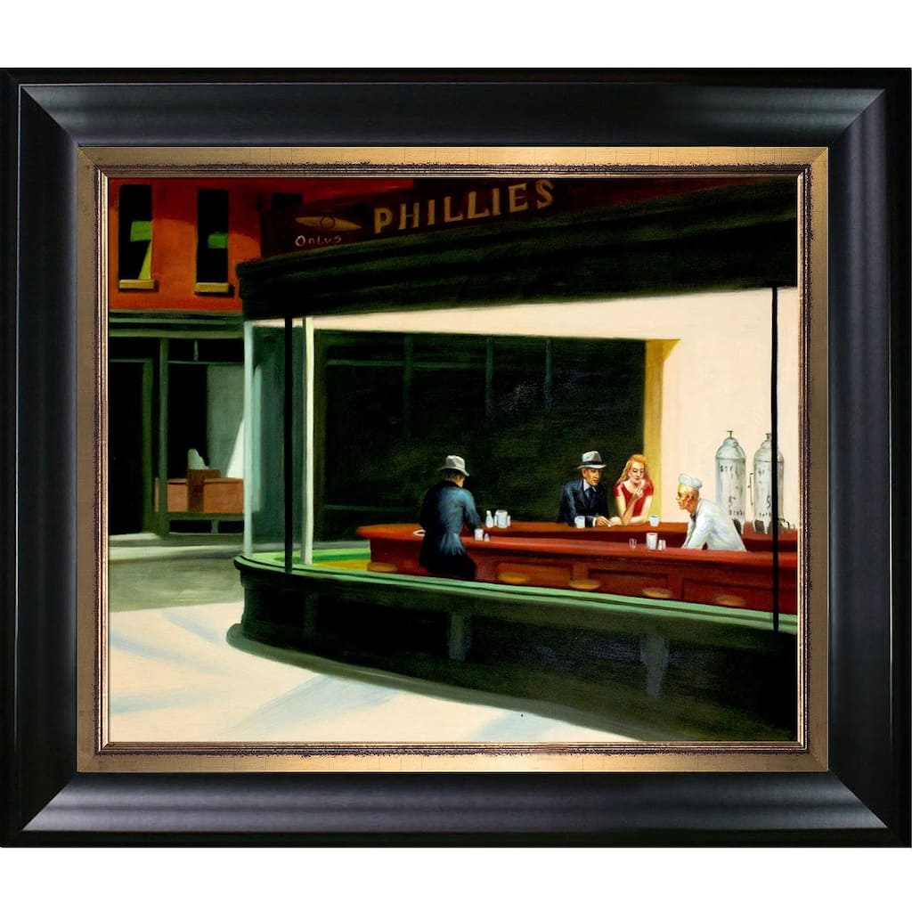 La Pastiche Edward Hopper 'Nighthawks, 1942' Hand Painted Oil Reproduction