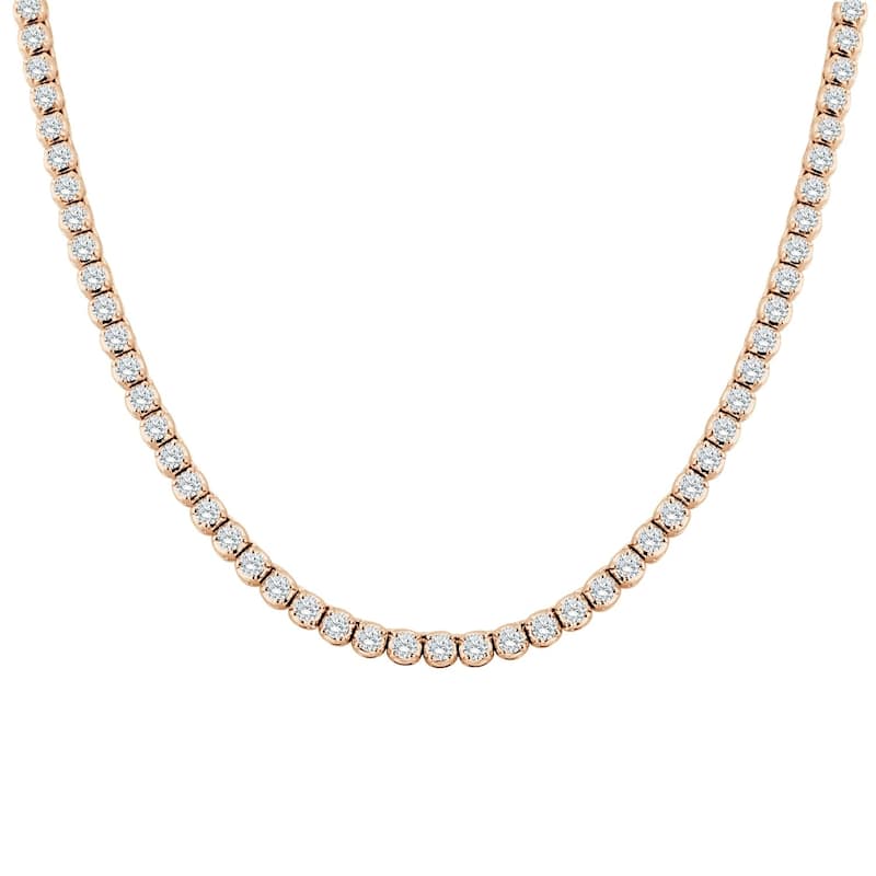 Auriya 9 carat TW Round Diamond Tennis Necklace 14k Gold - 18-inch (H-I, I1-I2) - 16-inch - Rose