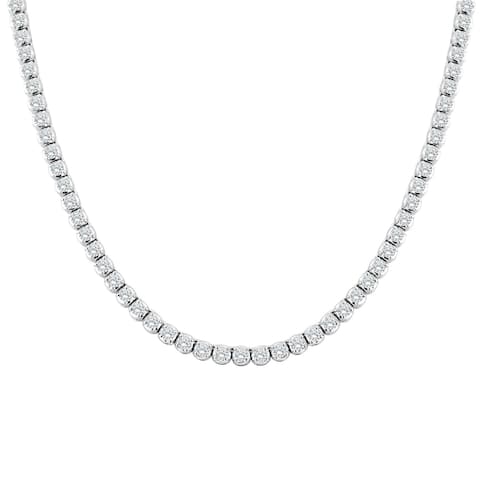 Auriya 9 carat TW Round Diamond Tennis Necklace 14k Gold - 18-inch - 16-inch
