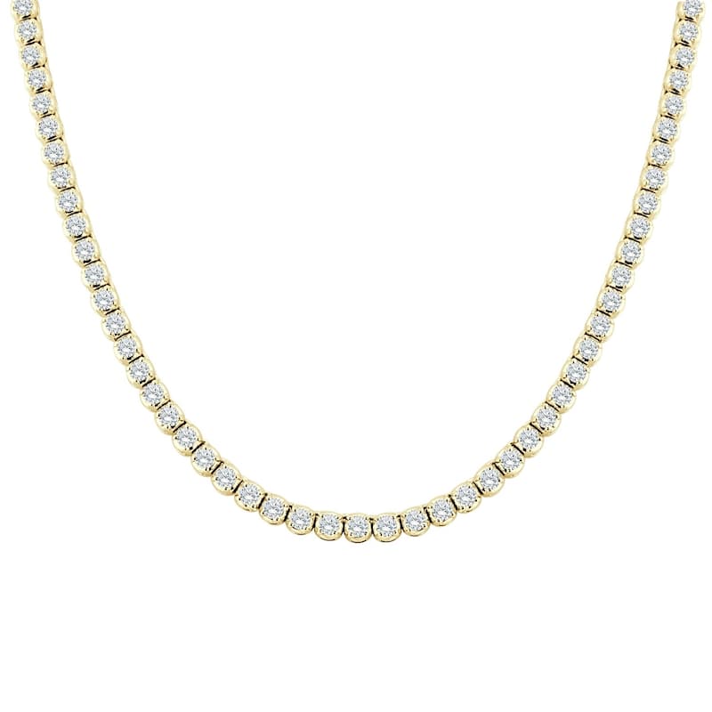 Auriya 9 carat TW Round Diamond Tennis Necklace 14k Gold - 18-inch (H-I, I1-I2) - 16-inch - Yellow