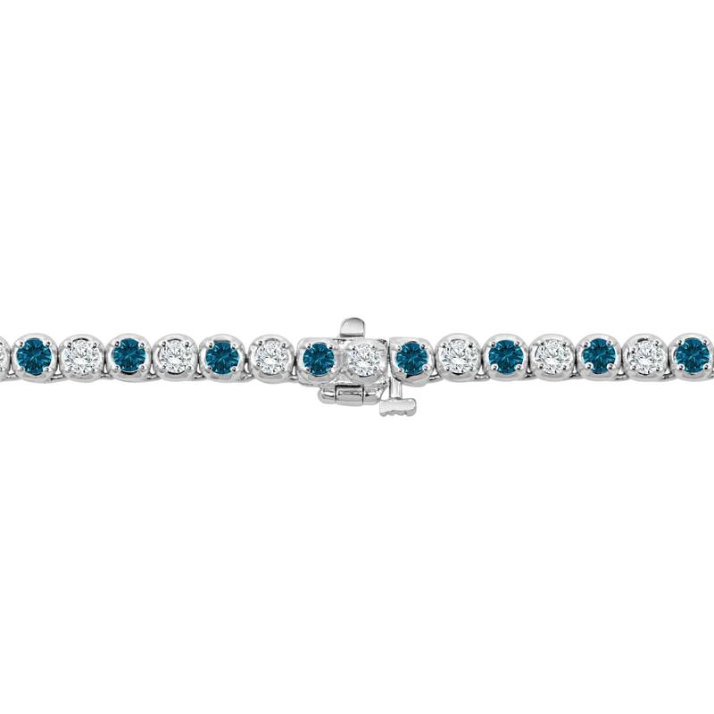 Auriya 14k Gold 9ct TDW Round Blue and White Diamond Tennis Necklace (H-I, SI1-SI2)
