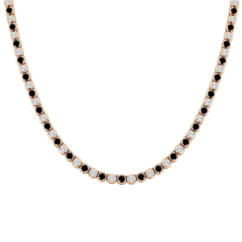 Auriya 9 carat TW Black and White Diamond Tennis Necklace 14k Gold - 16-inch (I1-I2)