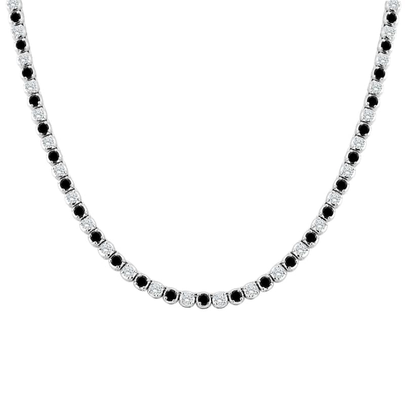 Auriya 9 carat TW Black and White Diamond Tennis Necklace 14k Gold - 16-inch (I1-I2)