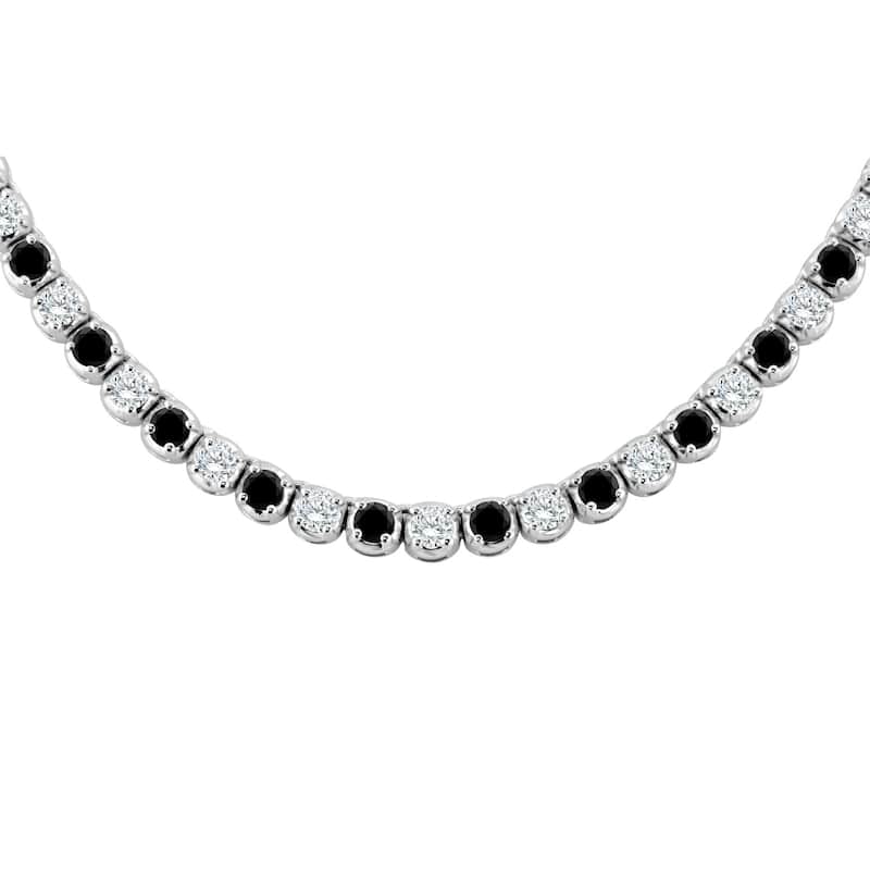 Auriya 9 carat TW Black and White Diamond Tennis Necklace 14k Gold - 16-inch (I1-I2)