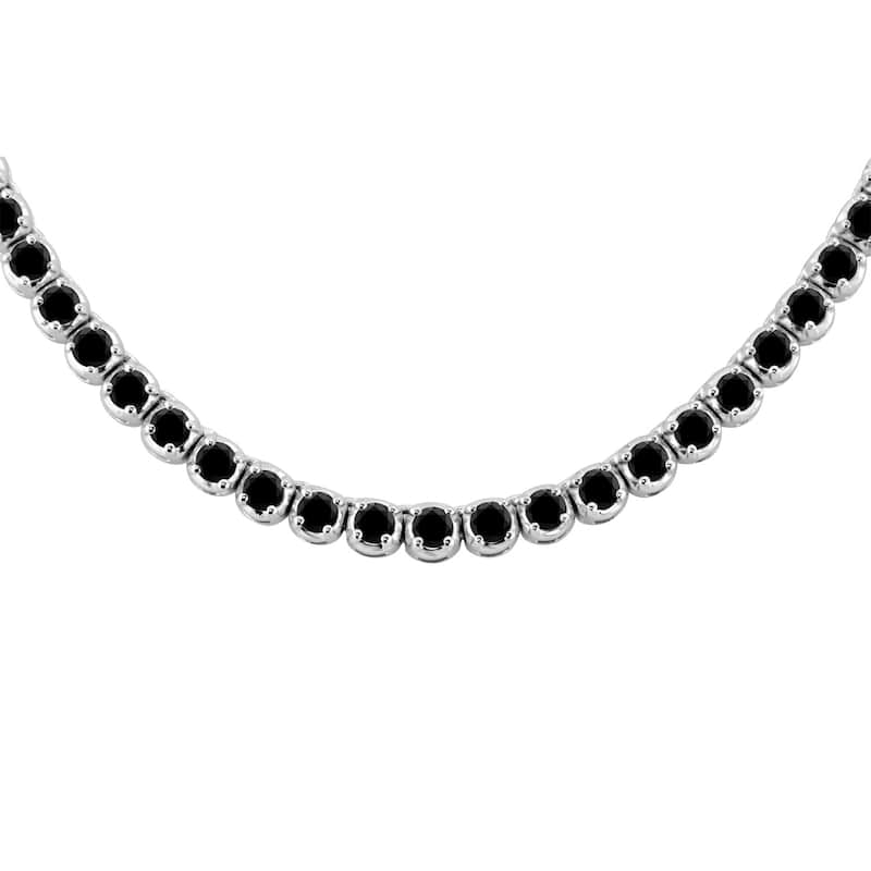 Auriya 9 carat TW Black Diamond Tennis Necklace 14k Gold - 16-inch (I1-I2)