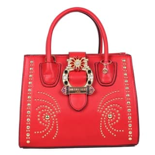 Nicole Lee Handbags Our Best Clothing Shoes Deals Online At Nicole Lee Red Studded Buckle Belt Embellished Satchel Bag