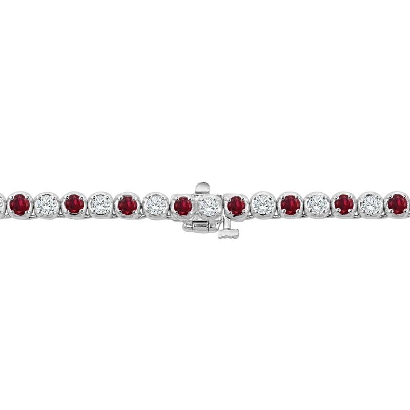 Auriya 14k Gold Ruby and Diamond Tennis Necklace