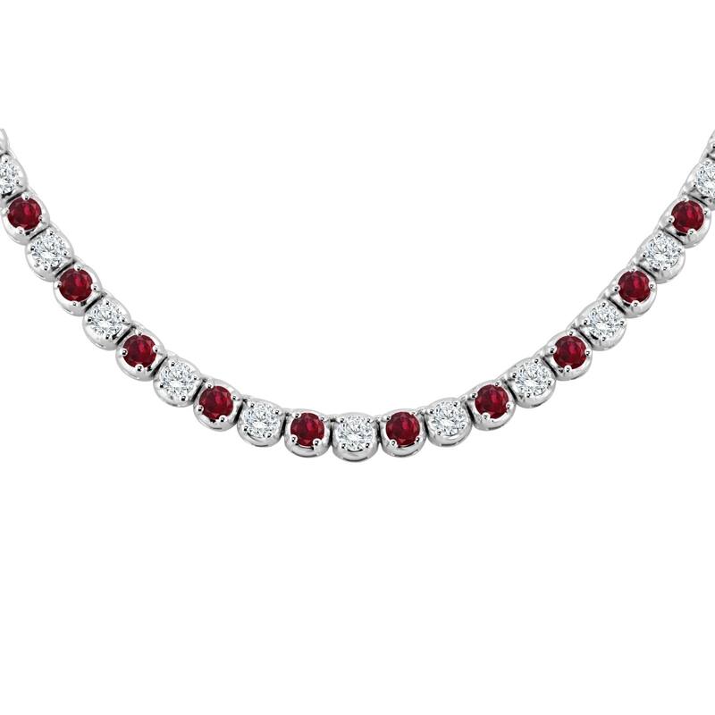 Auriya 14k Gold Ruby and Diamond Tennis Necklace