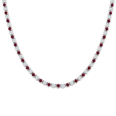 Auriya 14k Gold Ruby and Diamond Tennis Necklace