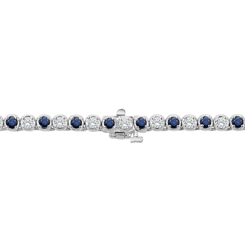 Auriya 14K Gold Blue Sapphire and Diamond Tennis Necklace