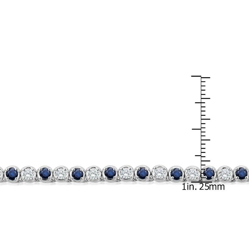 Auriya 14K Gold Blue Sapphire and Diamond Tennis Necklace