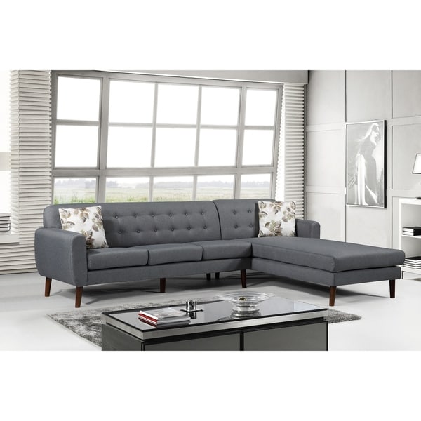 Paula Mid Century Right Facing Tufted Back Sectional Sofa On Paula Mid Century Right Facing Tufted Back Sectional Sofa On Free Shipping Today 17745269
