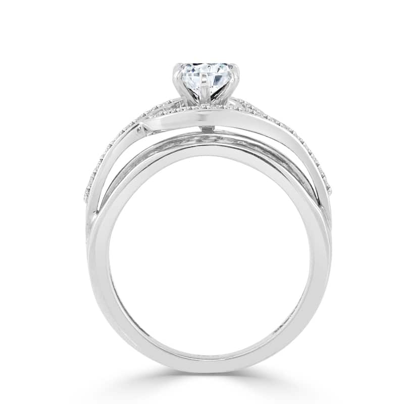 Auriya Bypass Swirl Round 1ctw Diamond Engagement Ring 14k Gold