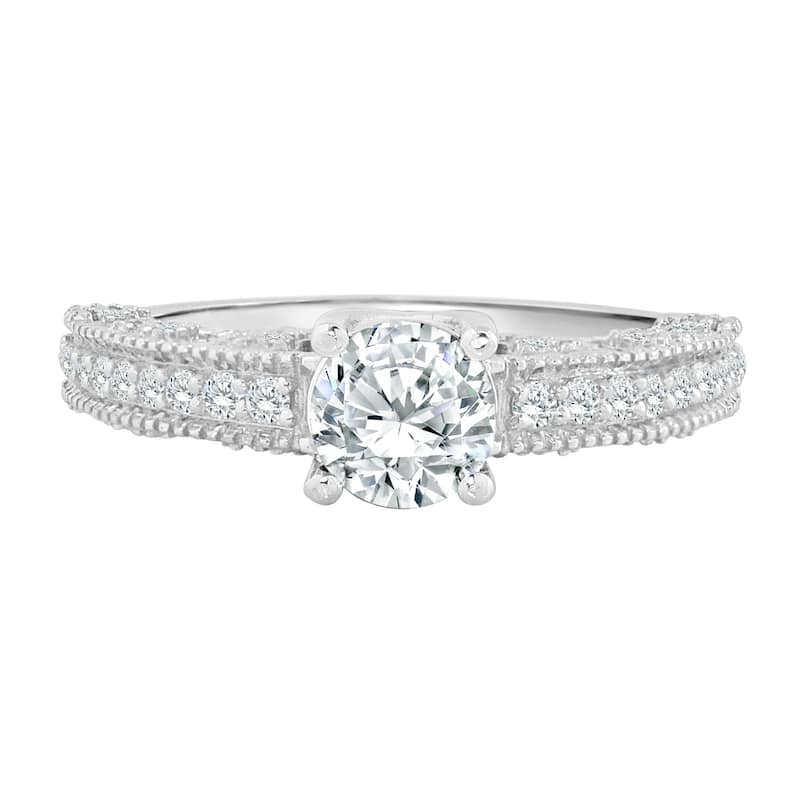 Auriya 14k Gold 1ct TDW Vintage-Inspired Round Diamond Solitaire Engagement Ring