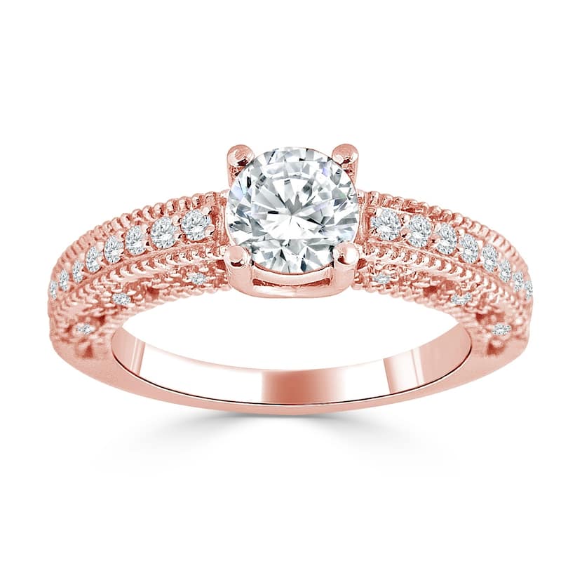 Auriya 14k Gold 1ct TDW Vintage-Inspired Round Diamond Solitaire Engagement Ring