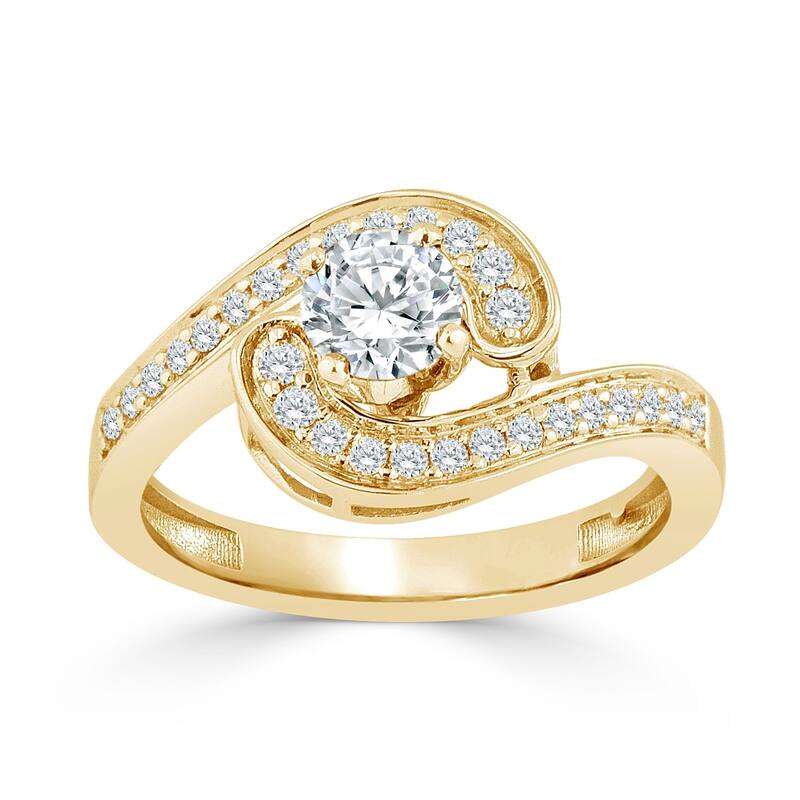Auriya Bypass Swirl Round 3/4ctw Diamond Engagement Ring 14k Gold