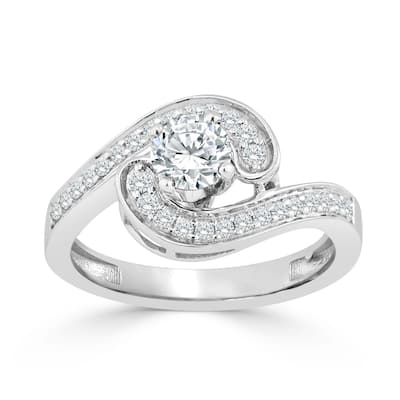 Auriya Bypass Swirl Round 3/4ctw Diamond Engagement Ring 14k Gold