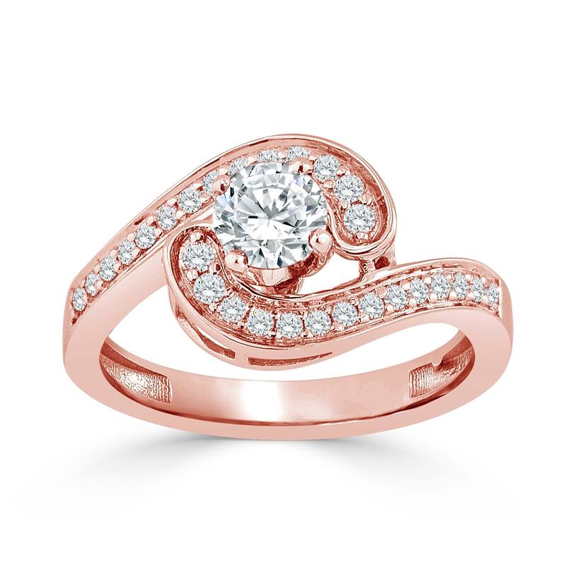 Auriya Bypass Swirl Round 3/4ctw Diamond Engagement Ring 14k Gold